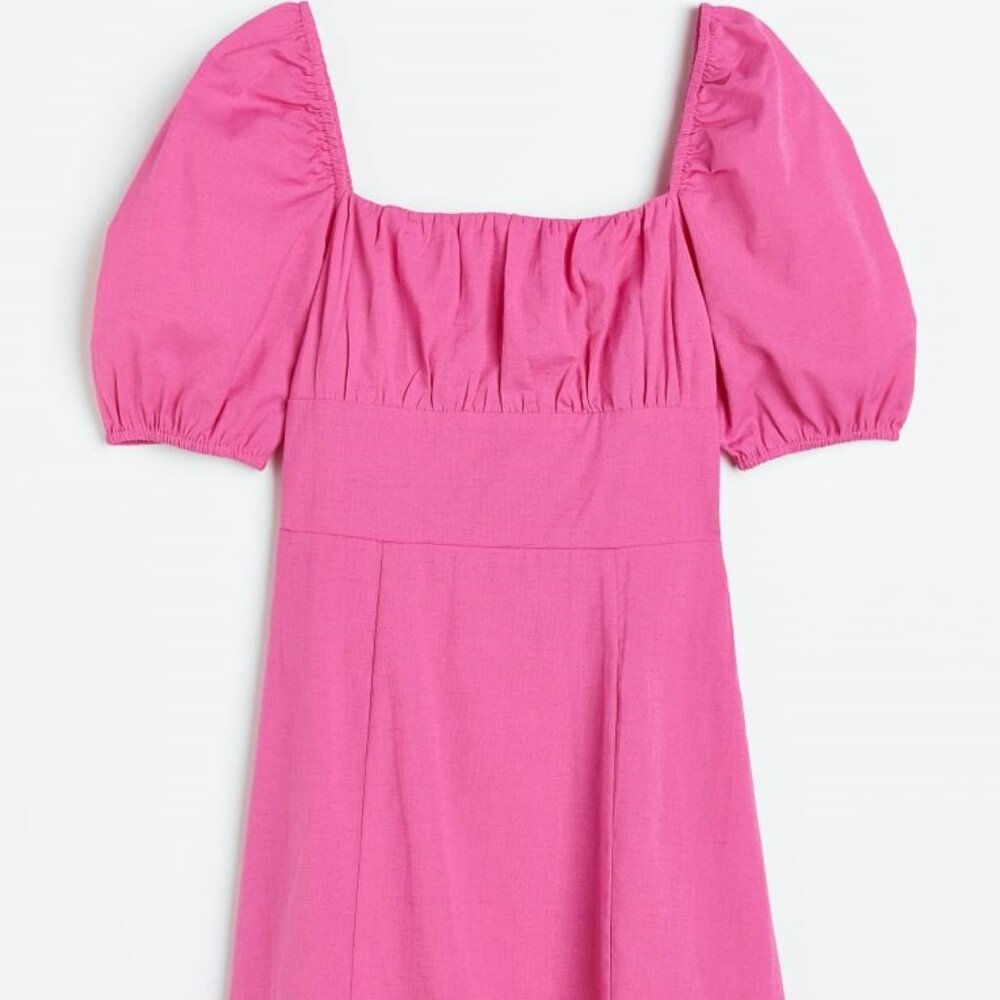 H&M Divided Pink Puff-sleeved dress